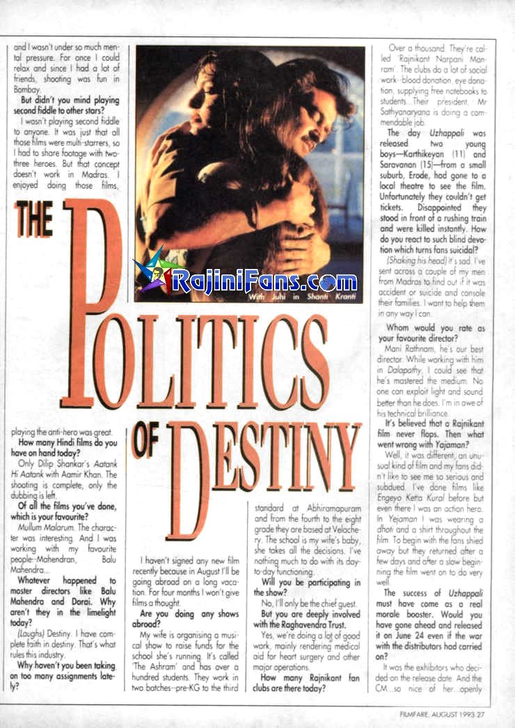 Rajinikanth 1993 filmfare3