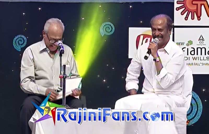 Rajinikanth with K Balachander on stage